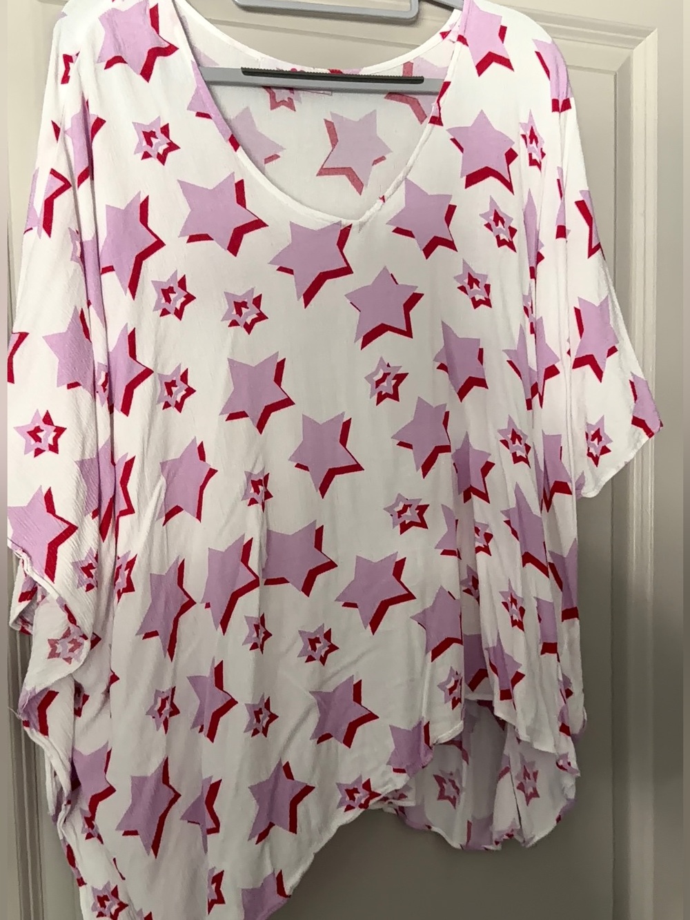 Buddy Love White Rayon Tunic with Pink & Red Star Print